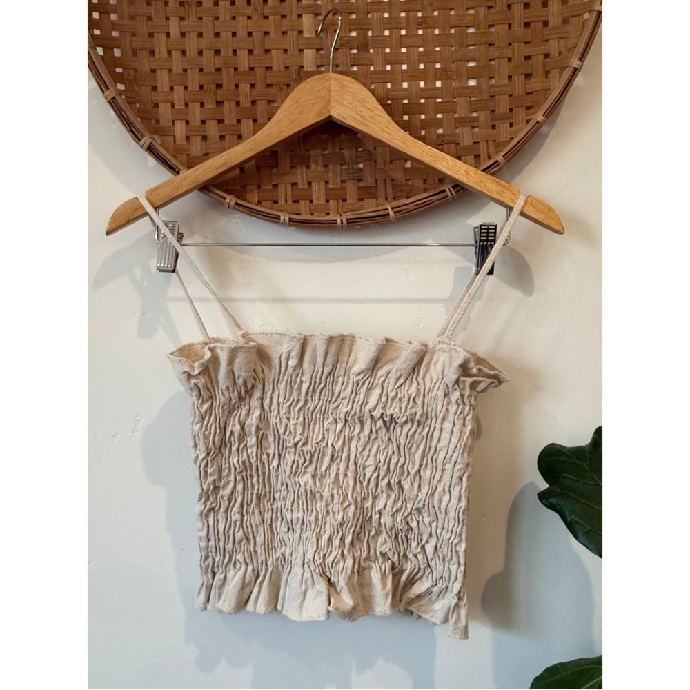 Beige Smocked Crop Top ✨